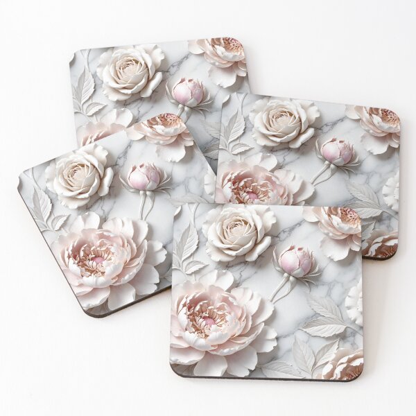 Item preview, Elegant Pink Rose Marble Flowers designed and sold by IntelliMindDesigns.