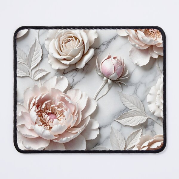 Item preview, Elegant Pink Rose Marble Flowers designed and sold by IntelliMindDesigns.