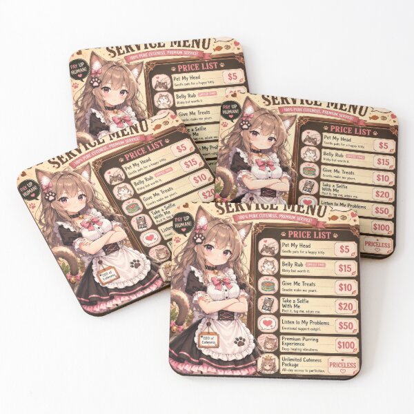 Item preview, Catgirl Service Menu Funny Wall Poster designed and sold by konkapo00.