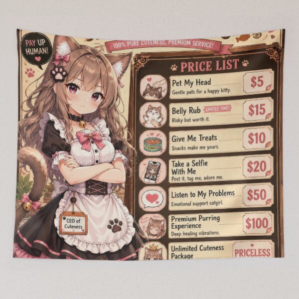 Item preview, Catgirl Service Menu Funny Wall Poster designed and sold by konkapo00.