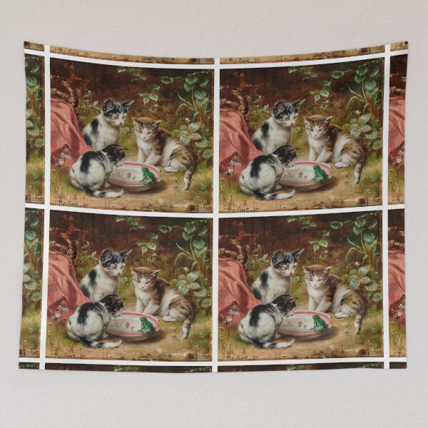 Item preview, Three Kittens and a Frog by Carl Reichert designed and sold by Amanda1775.