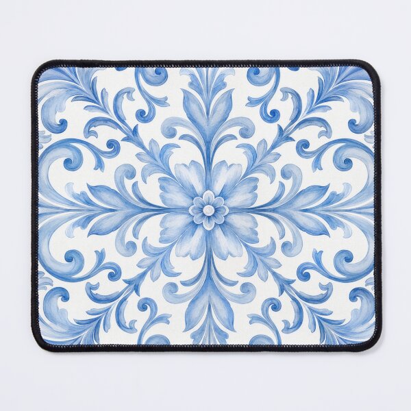 Item preview, Blue Floral Ornamental Tile Pattern – Elegant Watercolor Mediterranean Design designed and sold by Kate1art.