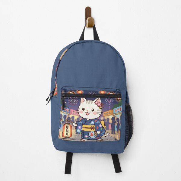 Item preview, Cute Cat Enjoying a Traditional Japanese Summer Festival designed and sold by SakuraMarket26.