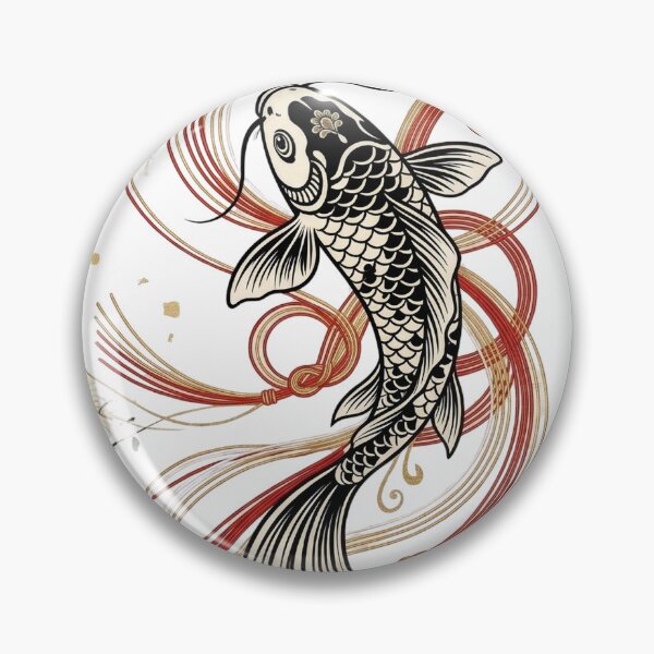 Item preview, Elegant Black Koi Fish & Red Gold Mizuhiki Knots designed and sold by Hikariha Studio.