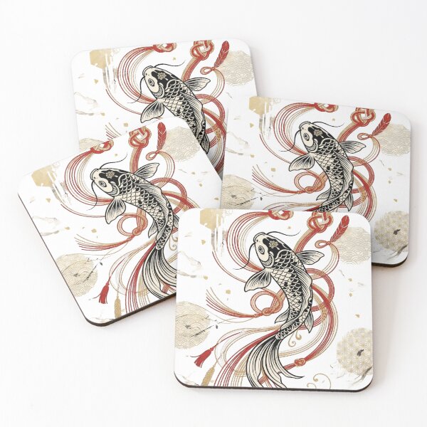 Item preview, Elegant Black Koi Fish & Red Gold Mizuhiki Knots designed and sold by Hikariha Studio.