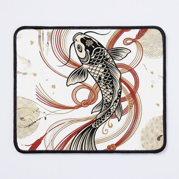 Item preview, Elegant Black Koi Fish & Red Gold Mizuhiki Knots designed and sold by Hikariha Studio.