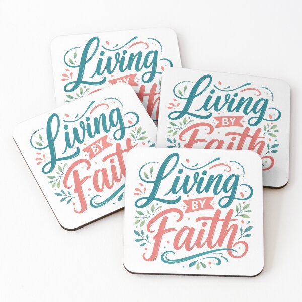 Item preview, Living By Faith Christian Inspirational Typography Sticker designed and sold by Omanut Studio — By Ashwin..