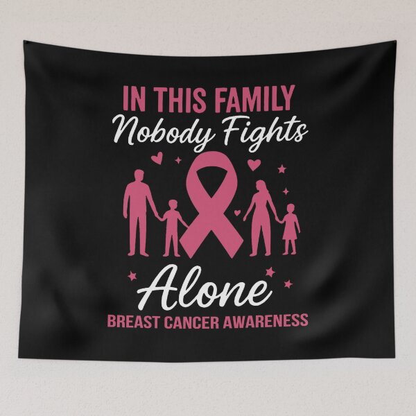 Item preview, In This Family Nobody Fights Alone Breast Cancer Awareness Family Support Warrior Survivor designed and sold by SofenArt.