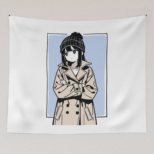 Item preview, Fashion - Man in Beige Trench Coat Beanie Streetwear Anime Variant 2 designed and sold by AnimeShin.