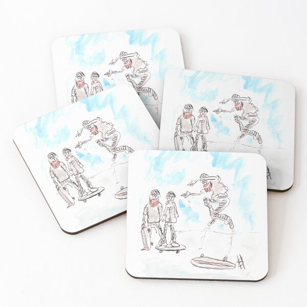 Item preview, Man doing stunt on skateboard designed and sold by Inky Fingers Illustrations.