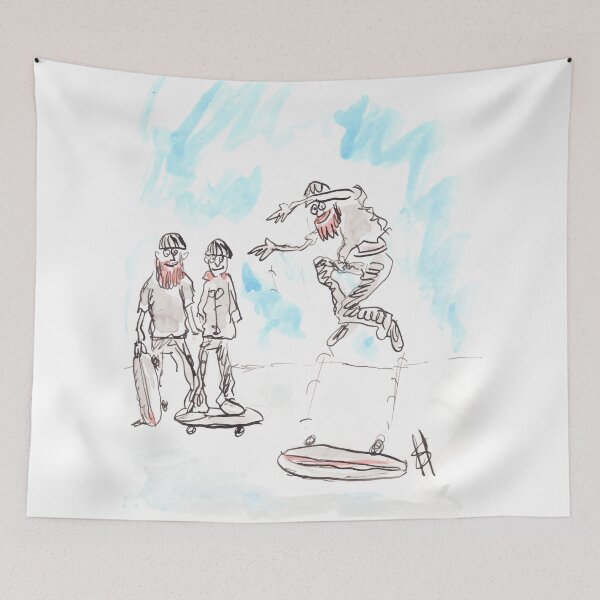 Item preview, Man doing stunt on skateboard designed and sold by Inky Fingers Illustrations.