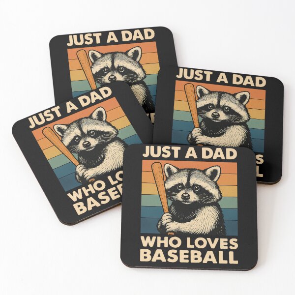 Item preview, Just A Dad Who Loves Baseball Fatherhood Sport Fan Raccoon Animal designed and sold by SofenArt.