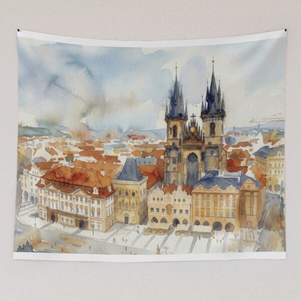 Item preview, Prague Old Town Square Watercolor designed and sold by caracatita75.