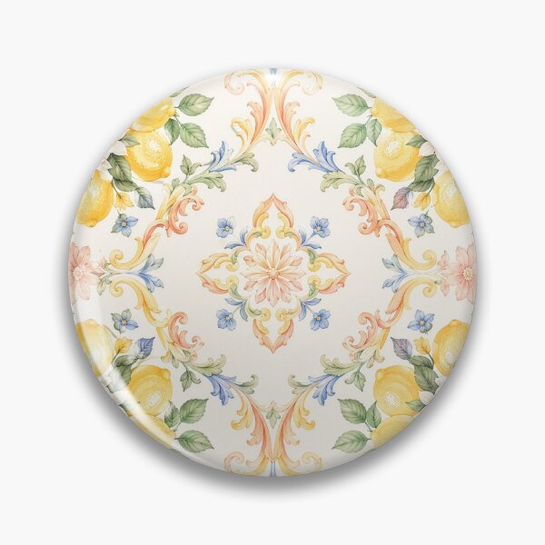 Item preview, Lemon Floral Ornamental Tile Pattern – Elegant Watercolor Mediterranean Design designed and sold by Kate1art.