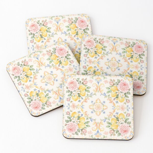 Item preview, Lemon Floral Ornamental Tile Pattern – Elegant Watercolor Mediterranean Design designed and sold by Kate1art.