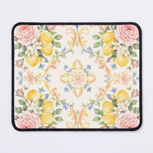 Item preview, Lemon Floral Ornamental Tile Pattern – Elegant Watercolor Mediterranean Design designed and sold by Kate1art.