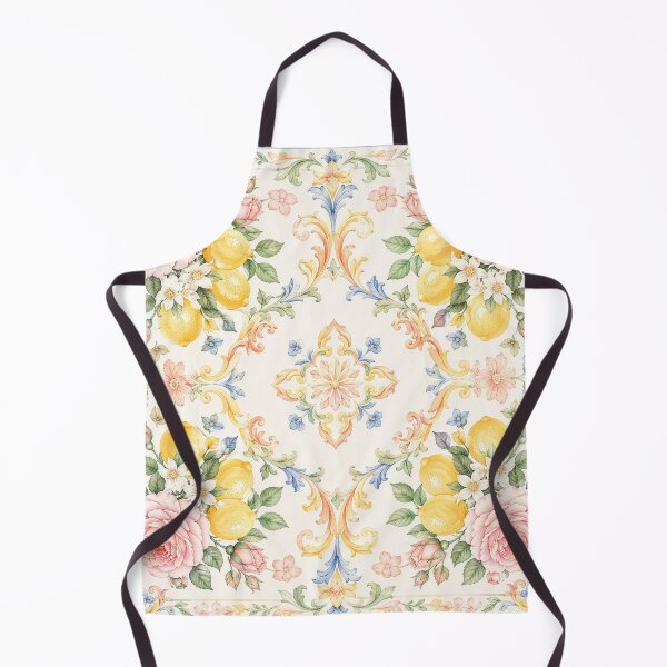 Item preview, Lemon Floral Ornamental Tile Pattern – Elegant Watercolor Mediterranean Design designed and sold by Kate1art.