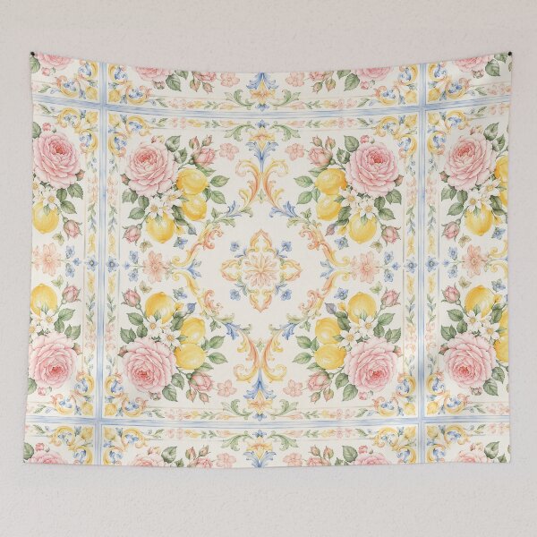 Item preview, Lemon Floral Ornamental Tile Pattern – Elegant Watercolor Mediterranean Design designed and sold by Kate1art.