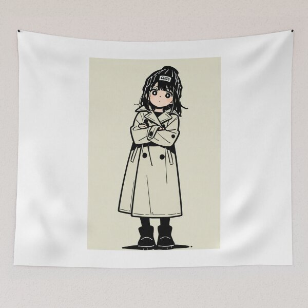 Item preview, Fashion - Man in Beige Trench Coat Beanie Streetwear Anime designed and sold by AnimeShin.