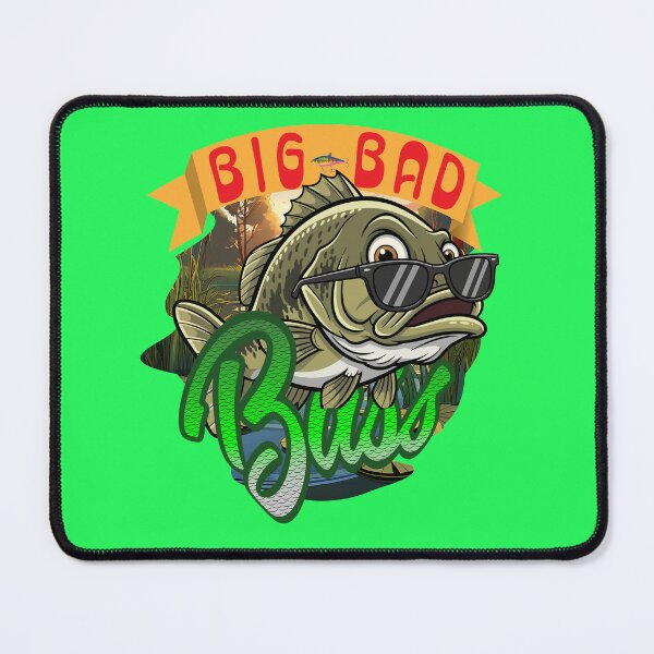 Item preview, Fishing illustration cartoon style largemouth bass with sunglasses "Big Bad, Bass", designed and sold by Art-Horizon.