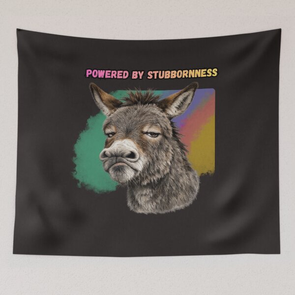 Item preview, Powered By Stubbornness Funny Donkey Shirt | Cute Farm Animal Gift designed and sold by Ashes to Artistry.