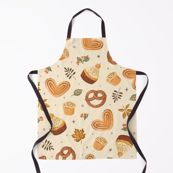 Item preview, Seamless Autumn Pattern with pretzels, cupcakes, and buns designed and sold by creativecornr.