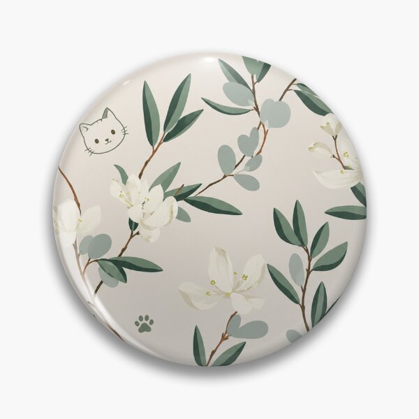 Item preview,  Floral Cat Backpack – Cute Botanical Cat Paw Print White Flower Green Leaf Pattern Aesthetic School Bag designed and sold by IconicDesignsXd.