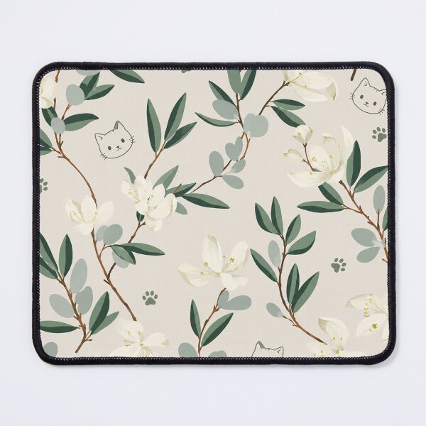 Item preview,  Floral Cat Backpack – Cute Botanical Cat Paw Print White Flower Green Leaf Pattern Aesthetic School Bag designed and sold by IconicDesignsXd.