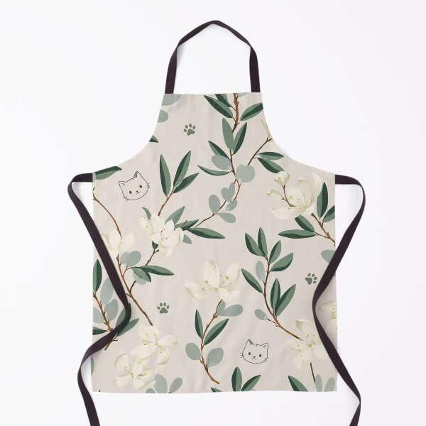 Item preview,  Floral Cat Backpack – Cute Botanical Cat Paw Print White Flower Green Leaf Pattern Aesthetic School Bag designed and sold by IconicDesignsXd.