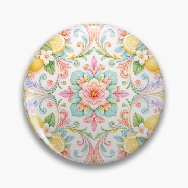 Item preview, Lemon Floral Ornamental Tile Pattern – Elegant Watercolor Mediterranean Design designed and sold by Kate1art.