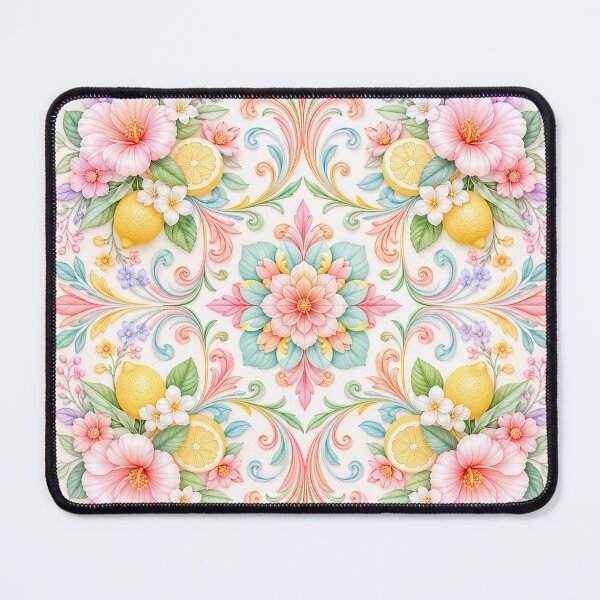 Item preview, Lemon Floral Ornamental Tile Pattern – Elegant Watercolor Mediterranean Design designed and sold by Kate1art.
