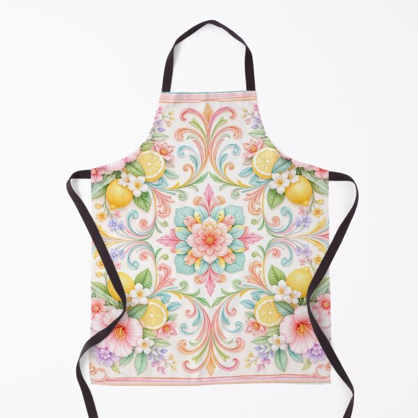 Item preview, Lemon Floral Ornamental Tile Pattern – Elegant Watercolor Mediterranean Design designed and sold by Kate1art.