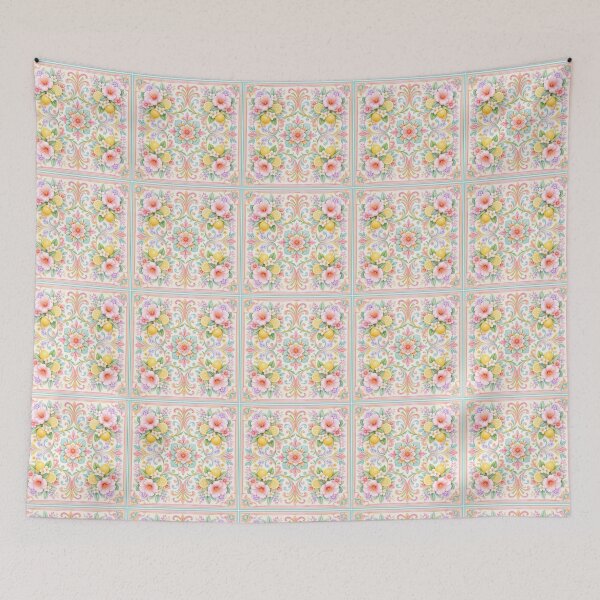 Item preview, Lemon Floral Ornamental Tile Pattern – Elegant Watercolor Mediterranean Design designed and sold by Kate1art.