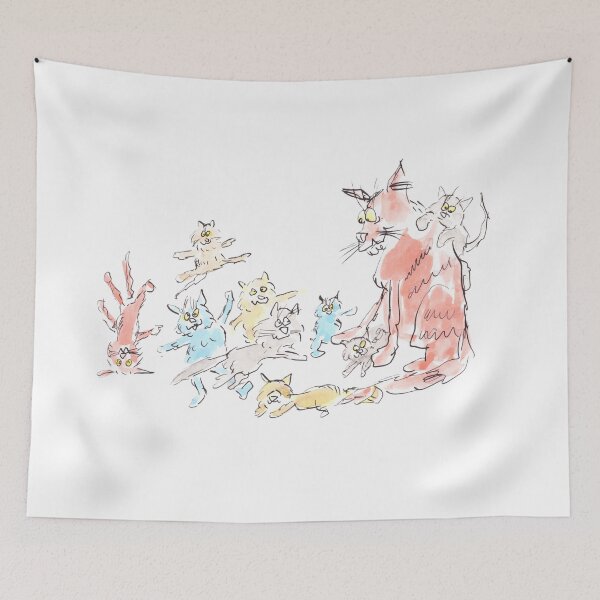 Item preview, Mummy cat with her kittens designed and sold by Inky Fingers Illustrations.