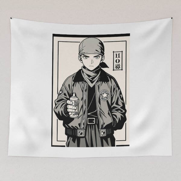 Item preview, Fashion - Man in Black Bomber Jacket Spray Can Streetwear Anime Variant 2 designed and sold by AnimeShin.