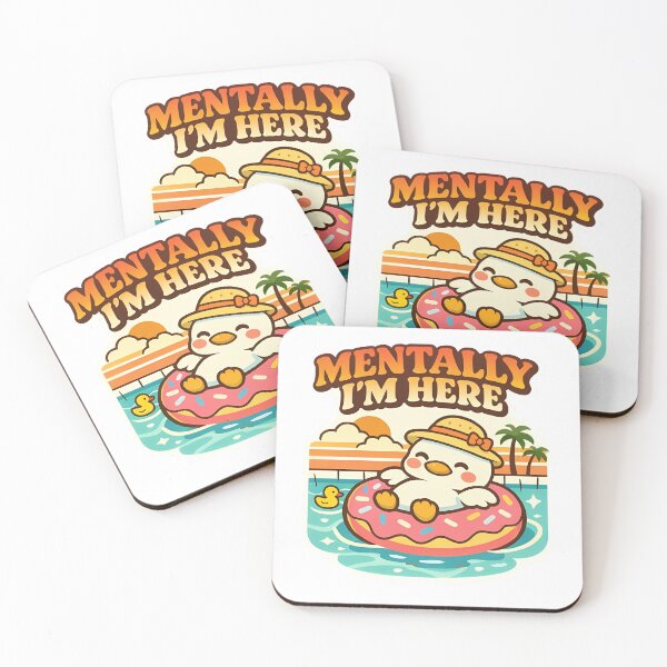 Item preview, Mentally Im Here Funny Retro Floating Duck Meme Sticker⁠ designed and sold by MIROUZ2000.