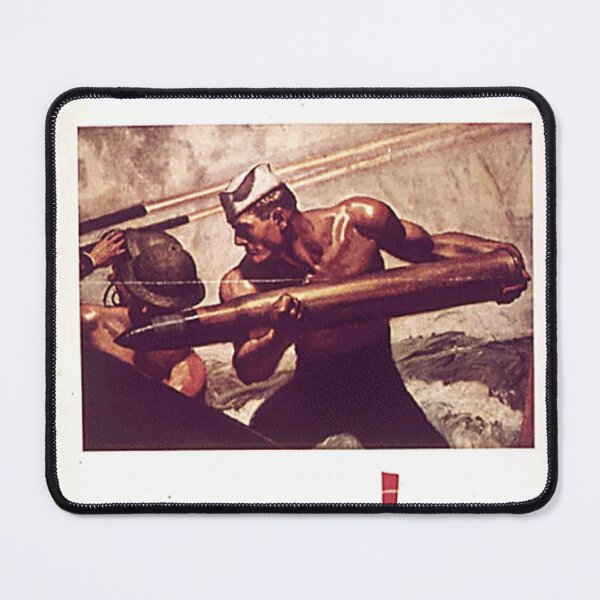 Item preview, WWII US Navy Recruitment Poster - Man The Guns - Vintage Military Print designed and sold by PosterBureau.