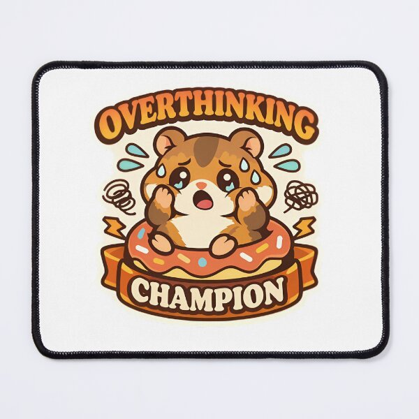 Item preview, Overthinking Champion Funny Hamster Anxiety Sticker designed and sold by MIROUZ2000.