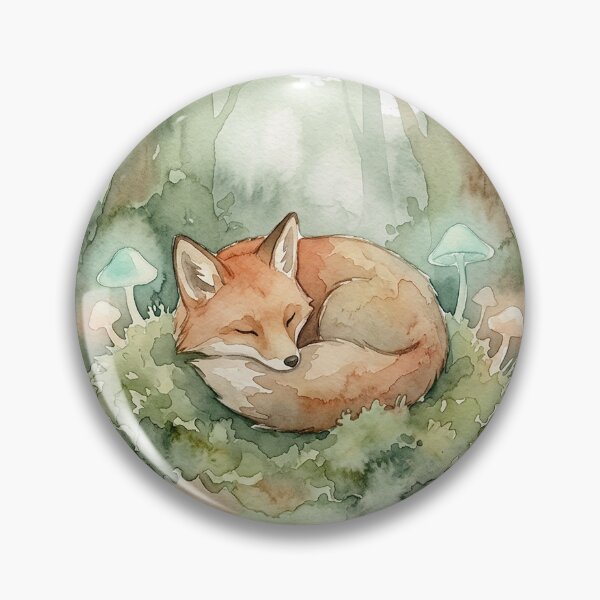 Item preview, Sleepy Fox Napping in a Mossy Enchanted Forest designed and sold by GrabaHuk.