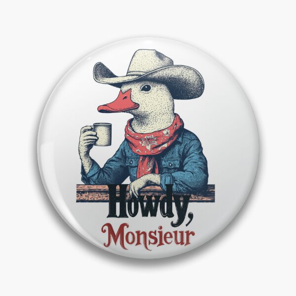 Item preview, Howdy Monsieur Funny Cowboy Duck Coffee Western Humor designed and sold by DustGoldStudio.