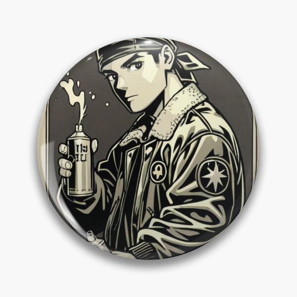Item preview, Fashion - Man in Black Bomber Jacket Spray Can Streetwear Anime Variant 3 designed and sold by AnimeShin.