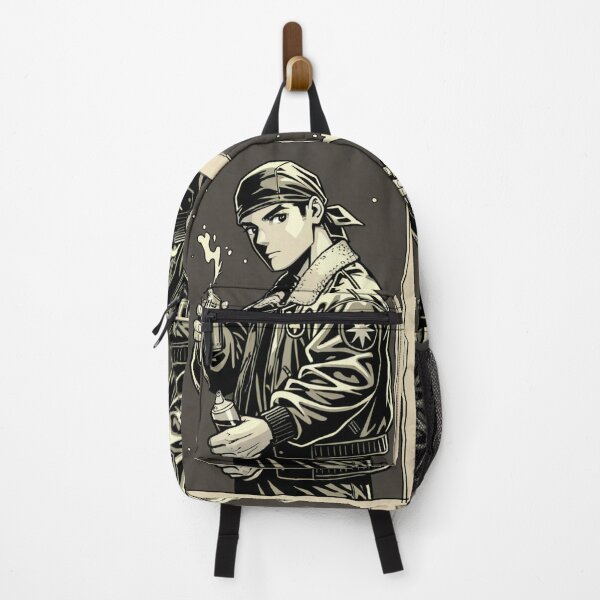 Item preview, Fashion - Man in Black Bomber Jacket Spray Can Streetwear Anime Variant 3 designed and sold by AnimeShin.