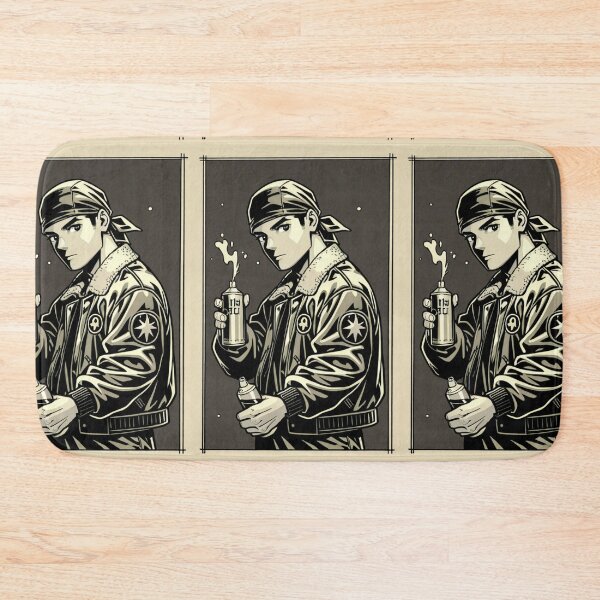 Item preview, Fashion - Man in Black Bomber Jacket Spray Can Streetwear Anime Variant 3 designed and sold by AnimeShin.