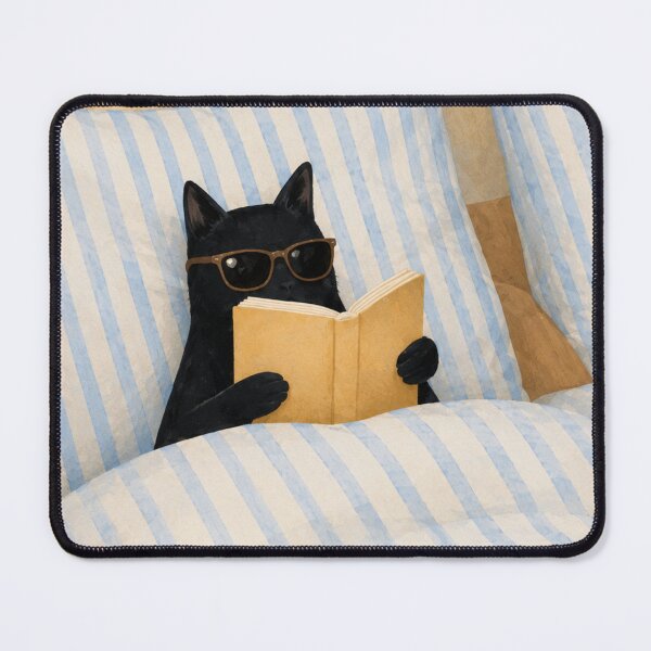 Item preview, Black Cat Reading Book Art Print – Cozy Bedroom Cat Sunglasses Framed Wall Art Aesthetic Home Decor Print designed and sold by IconicDesignsXd.