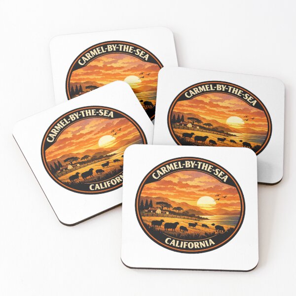 Item preview, Carmel-by-the-Sea California: Coastal Hills, Farm & Sheep Illustration designed and sold by CircinusStore.