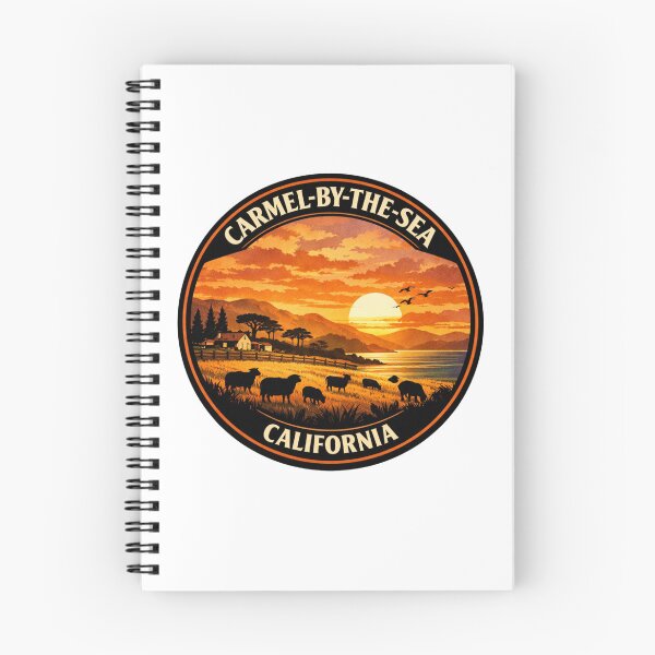 Item preview, Carmel-by-the-Sea California: Coastal Hills, Farm & Sheep Illustration designed and sold by CircinusStore.