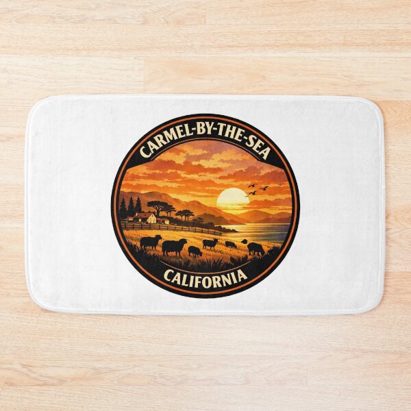Item preview, Carmel-by-the-Sea California: Coastal Hills, Farm & Sheep Illustration designed and sold by CircinusStore.