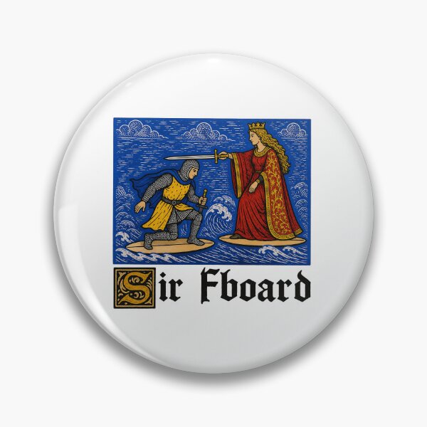 Item preview, Funny Sir Fboard Medieval Surfing Knight And Queen Riding Waves Art designed and sold by elderberry.