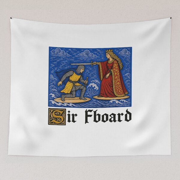 Item preview, Funny Sir Fboard Medieval Surfing Knight And Queen Riding Waves Art designed and sold by elderberry.