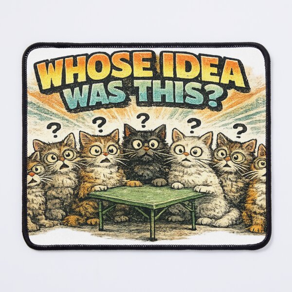 Item preview, Whose Idea Was This Funny Cat Meeting Meme Sticker designed and sold by irfanshikh.
